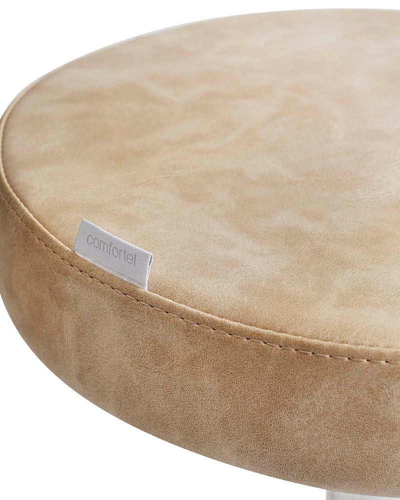 Rund Sand - Tabouret de coiffure beige - Base étoile chromée